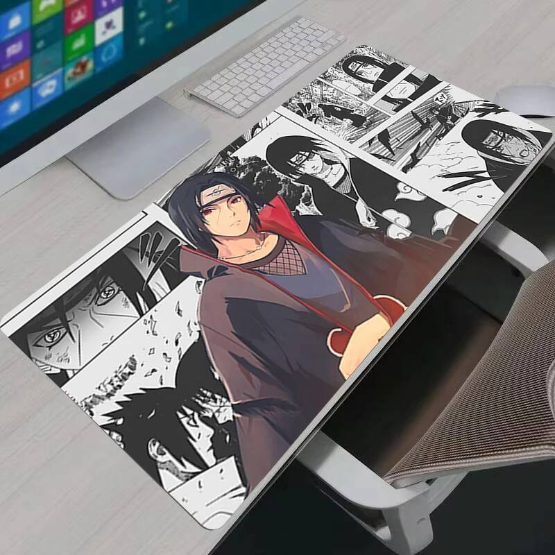 Mouse Pad Anime Gamer Maior XXL N-Uchiha Itachi Sasuke Teclado De Computador Tapete De Mesa Acessórios De Jogos Preto Mo