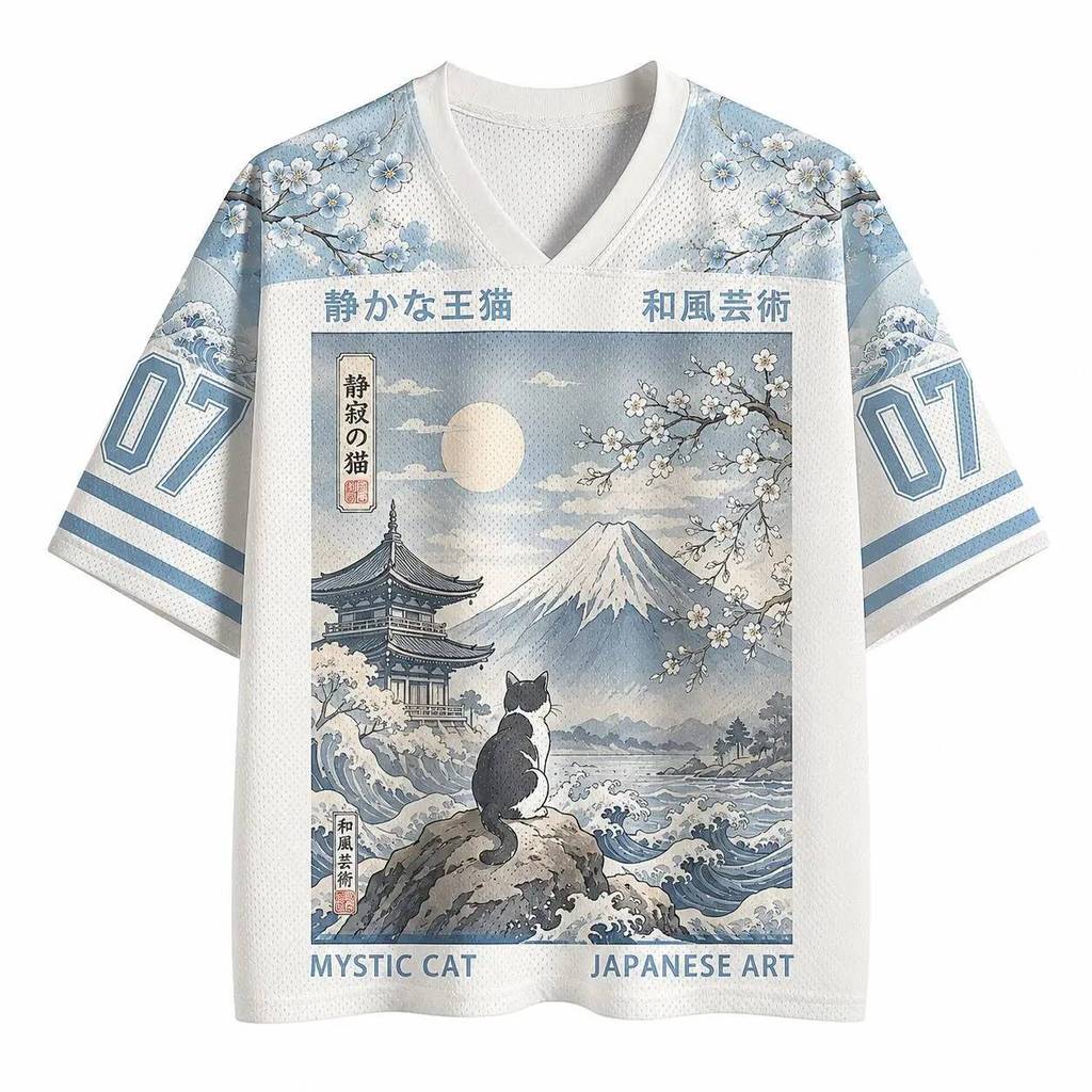 Moda Verão Gato Japonês Flor De Cerejeira Árvore Vista De Montagem Fuji Impressão 3D Lazer Ao Ar Livre Esportes Fitness