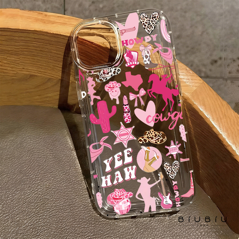Cowgirl rosa cool-sweet Capinha Capa de Transparente Para iPhone 11 14 15 16 12 17 13 pro max 7/8 plus produto em alta em Oferta na Shopee