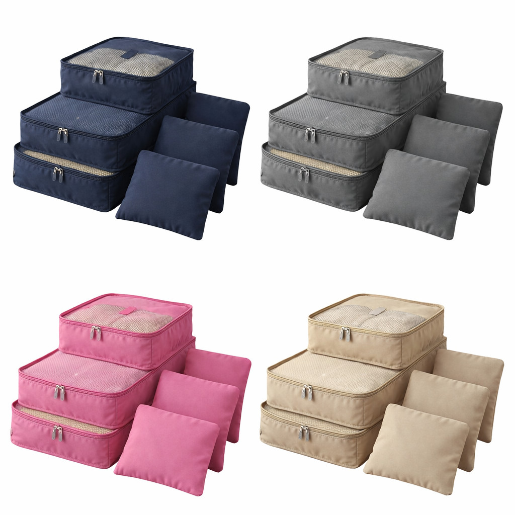 Kit Organizador de Viagem 6 Peças com Zíper – Bolsas para Mala