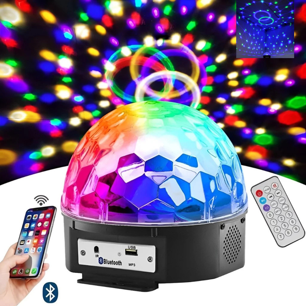 Bola Maluca Cristal Globo de Led Som Bluetooth Bivolt