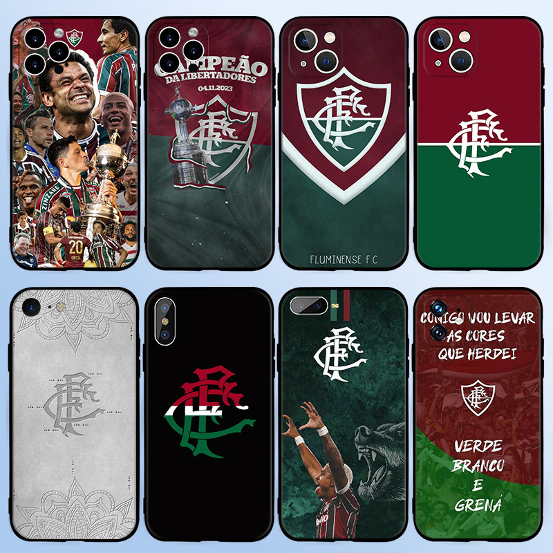 Capa Para iPhone 11 12 13 Pro Max Mini Preta fluminense Protetora Smartphone