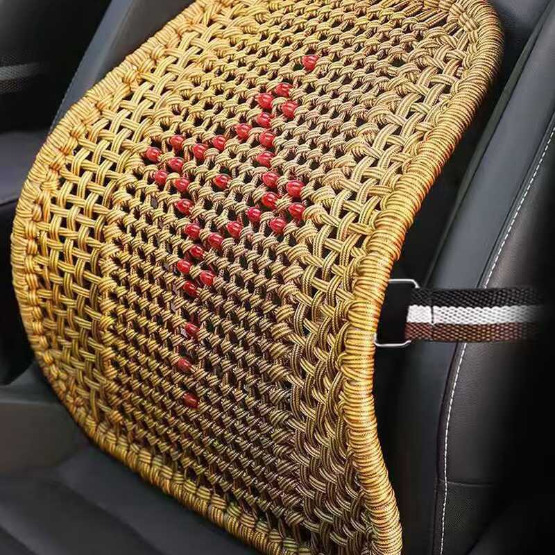 Suporte de cintura para carro, massagem, almofada lombar, respirável, seda gelada, assento bege, travesseiro lombar, tub