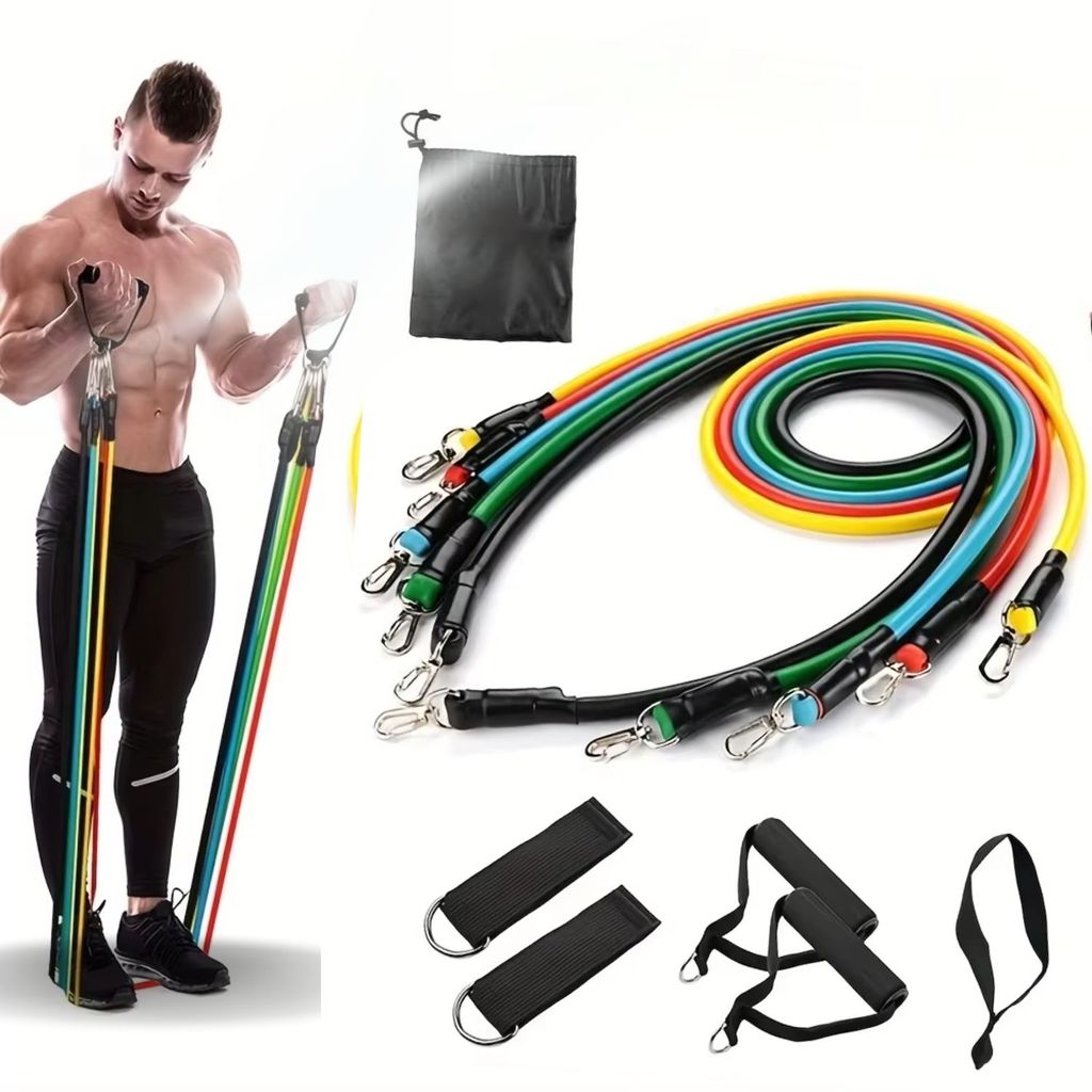 Kit 11 Peças Elástico Resistência Fitness Treino Casa