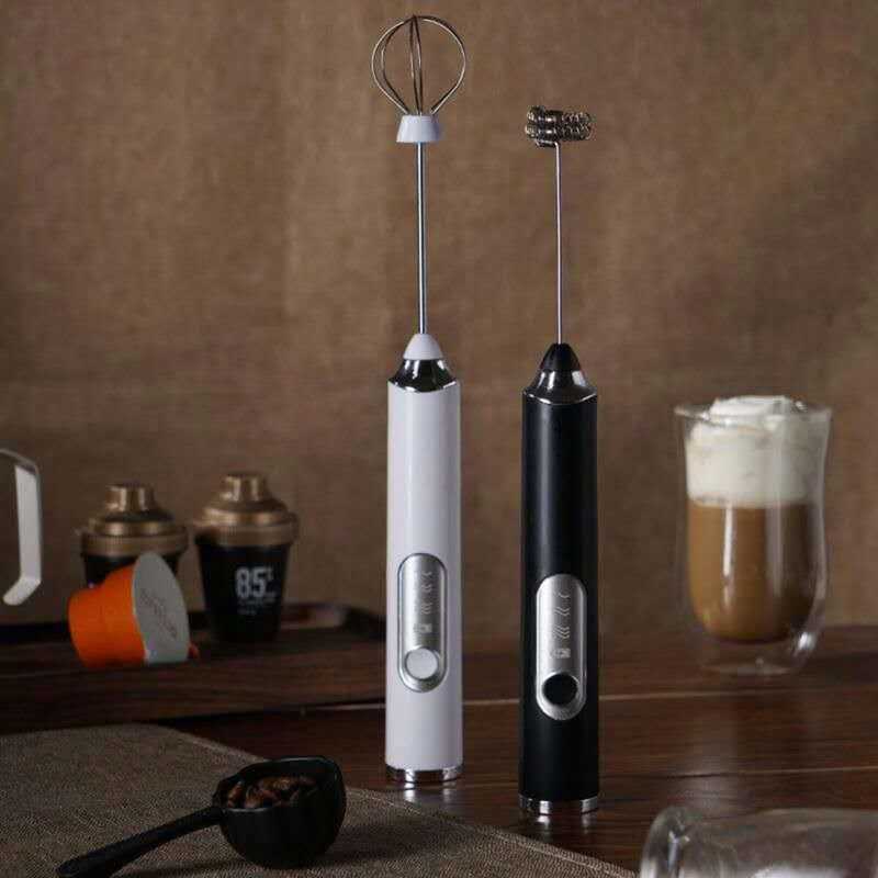 Kit 2 Mini Mixer Elétrico Portátil para Café Leite Ovos Espumador Manual Leve Rápido Batedor Compacto Uso Cozinha Casa