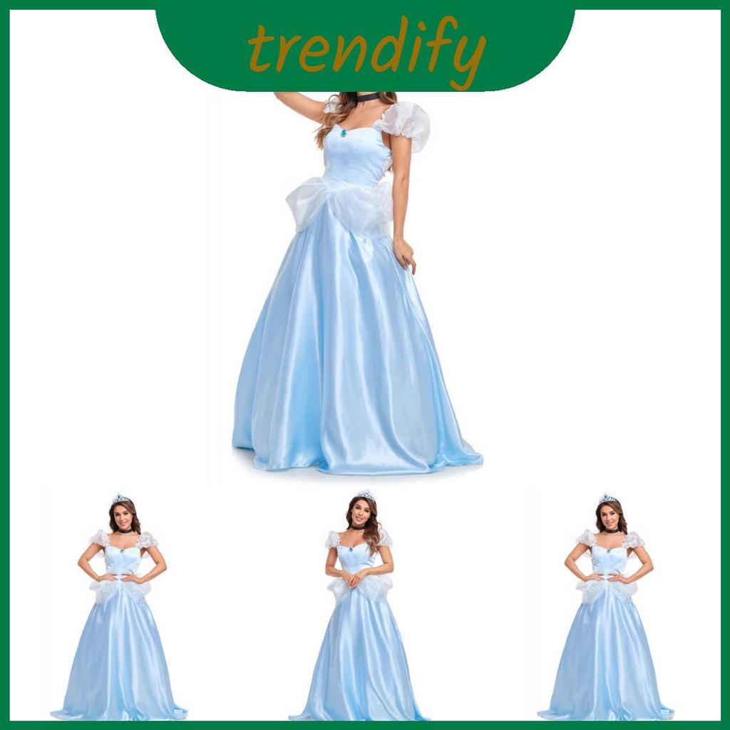 Vestido De Princesa Cinderela Lindamente Adulto Projetado Em Azul Para Fantasia De Festas De Palco E
