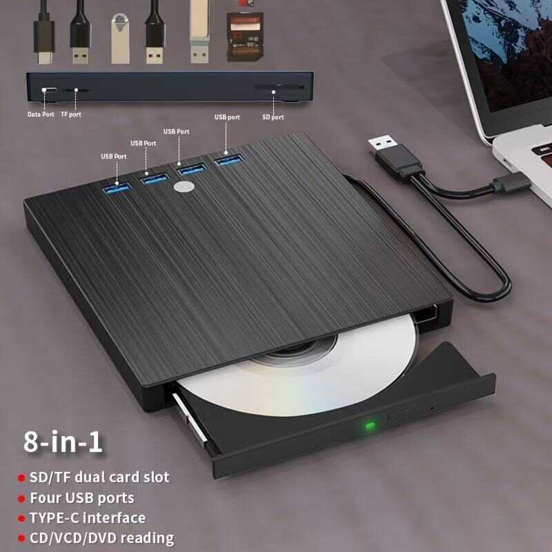 Gravador de gravação de DVD de unidade óptica externa oito em um USB3.0 tpc pode ser conectado ao Notebook de extensão d