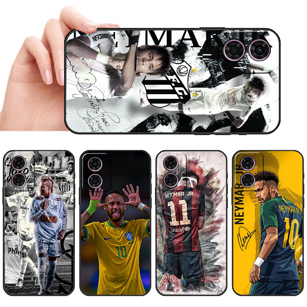 Capa De Telefone Preta Macia Para Moto G85 G34 G31 G04 G04S G24 G54 Power Neymar Protetora Anti-Queda