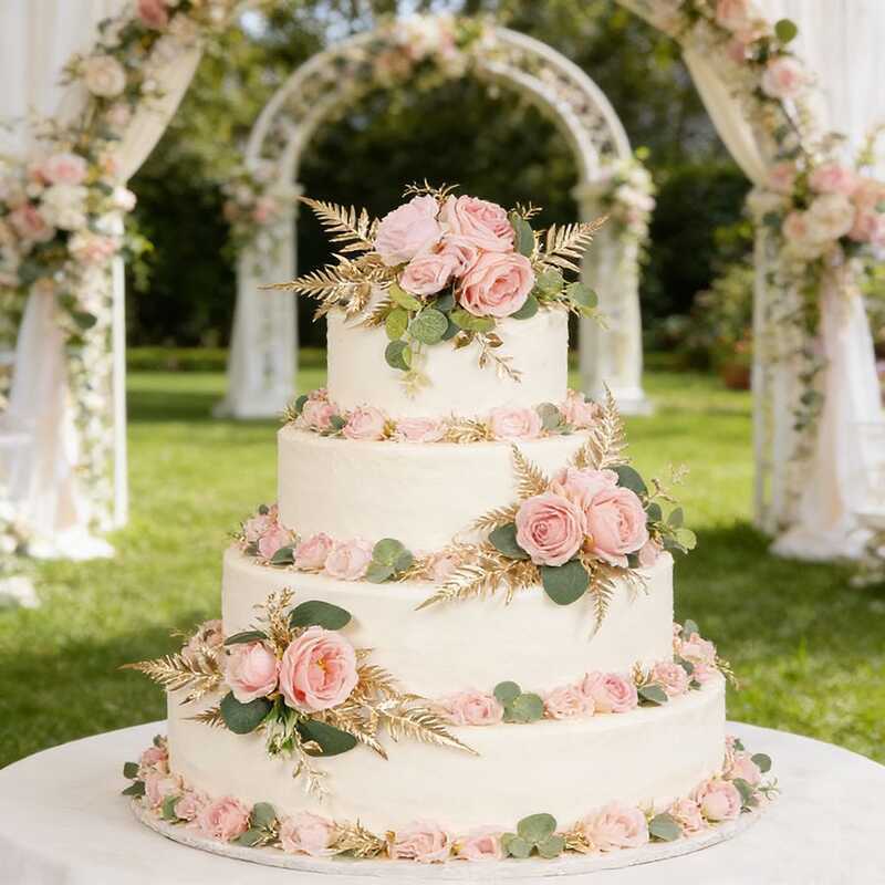 Flor Artificial decoração do bolo flor floresta decoração de casamento cadeira de casamento volta flor pingente decoraçã