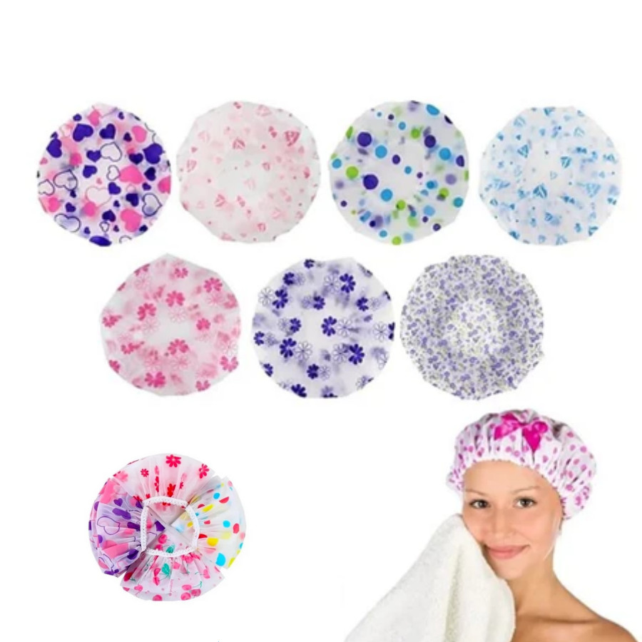 Toucas Para Banho Com Elástico Impermeável Tintura Hidratação Várias Estampas