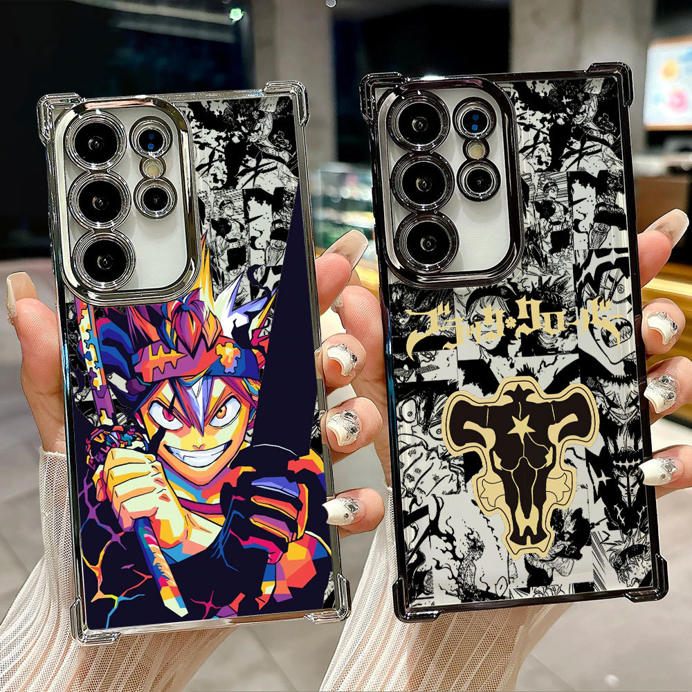 Asta Black Clover Logo Anime Capa Transparente Para Samsung S26 S25 S24 S23 S22 S21 Ultra S25FE Plus S26EDGE A57 A37 De 