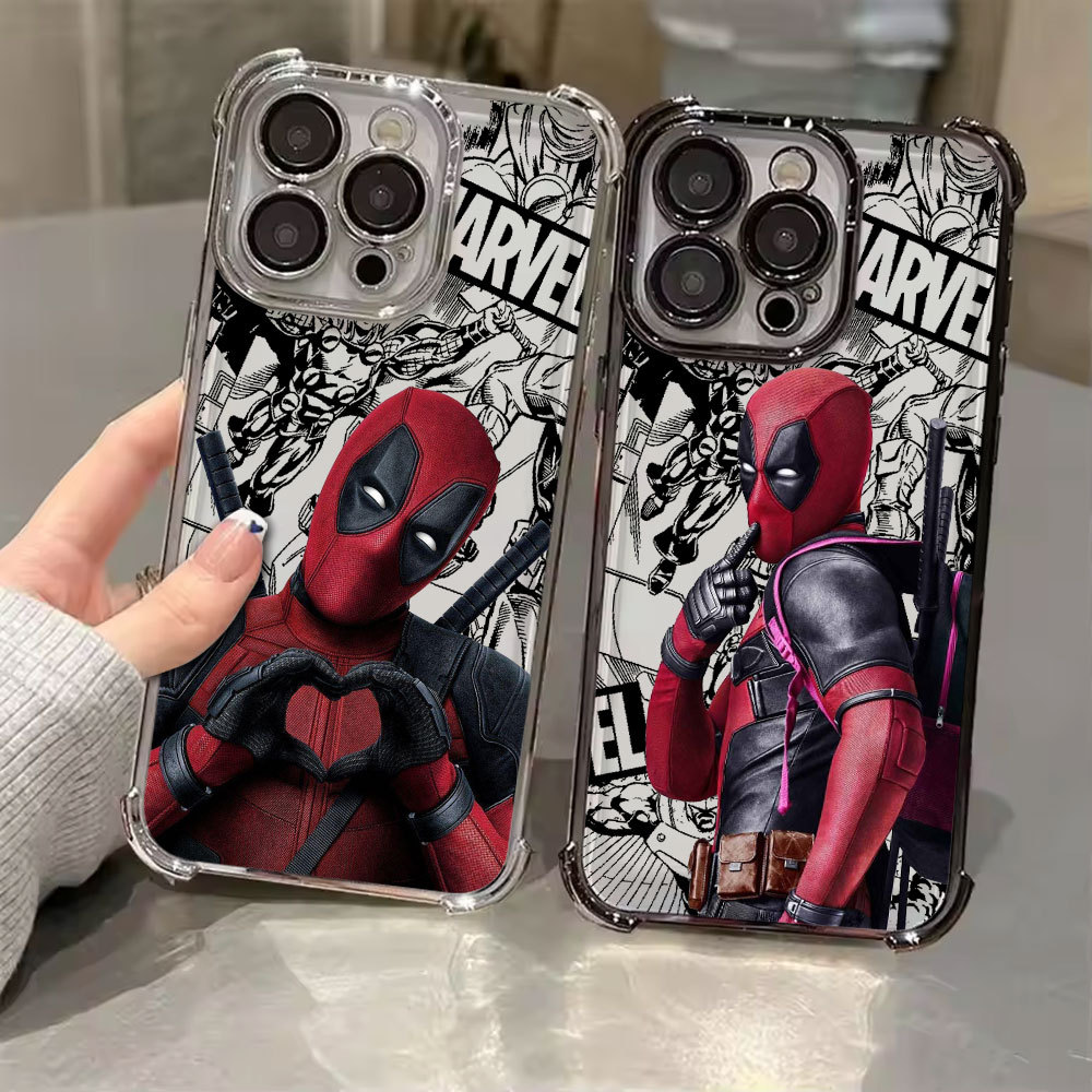 Capa Galvanizada Marvel Deadpool Para Samsung A57 5G A37 A17 A07 TPU Transparente Telefone Galaxy A56 A36 A26 A16 A06 A5
