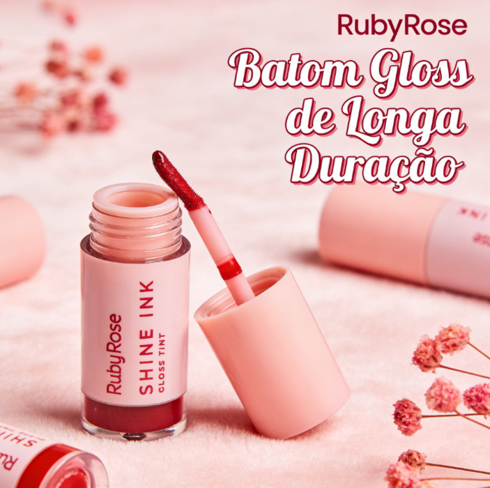 Gloss Tint Shine Ink Ruby Rose - Linha Rosa  Batom Gloss de Longa Duração Ruby Rose