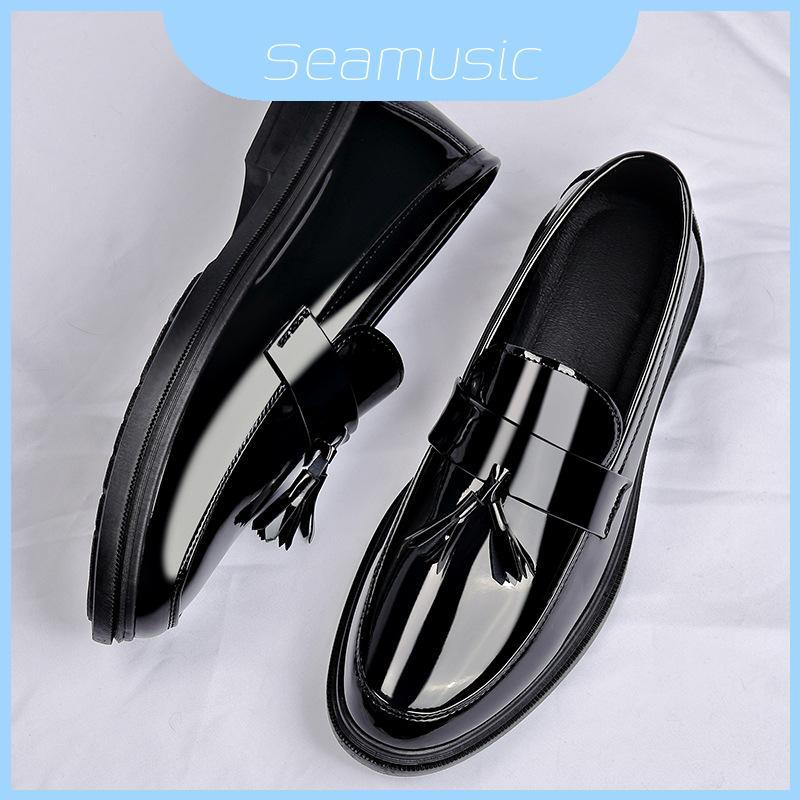 Deslizamento De Couro Masculino Genuíno Em Mocassins Com Salto Plano E Uso Versátil Adultos Jovens Para