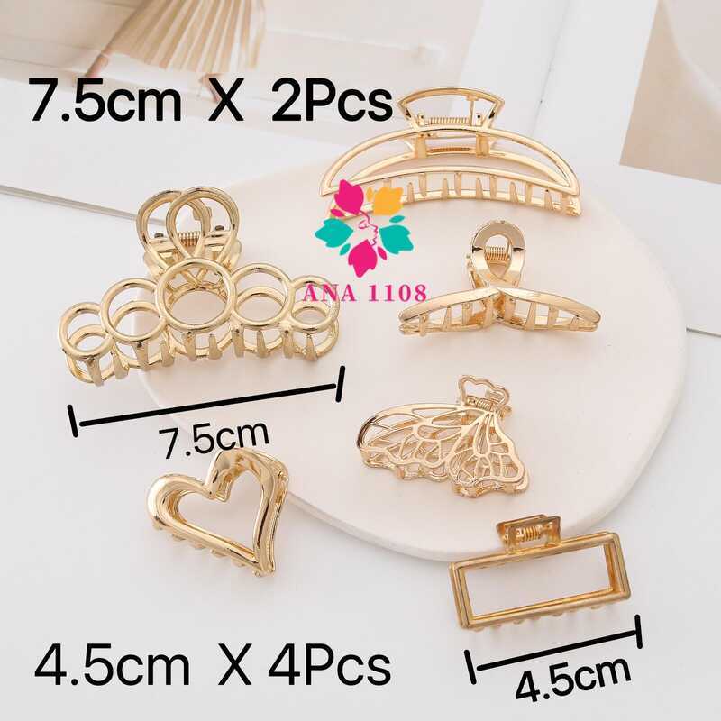 KIT 6/12unidades Prendedor/Piranha/Presilha Dourada de metal vários modelos blogueira-INLIS