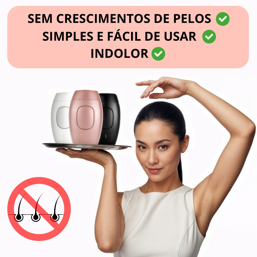 Depilador Laser Luz Pulsada (IPL) Remover de Pelos Indolor Bivolt - (Cores Sortidas) elimina pelos.