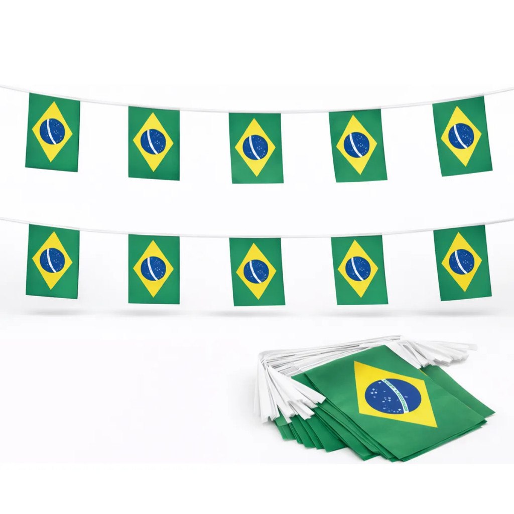 Varal de 20 Bandeirinhas Brasil 6 Metros – Copa do Mundo