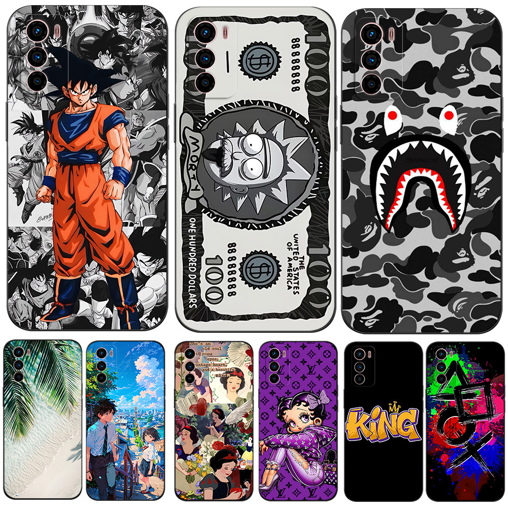 Capa Para Motorola G42 4G Traseira De Silicone Macio Moto G42 Protetora Preta Tpu Padrão De Luxo Dinheiro Engraçado Croc