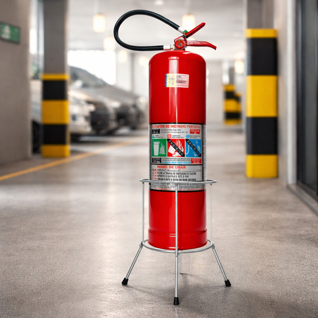 Suporte de Chão para Extintor 8 e 12kg | Tripé Reforçado para Segurança