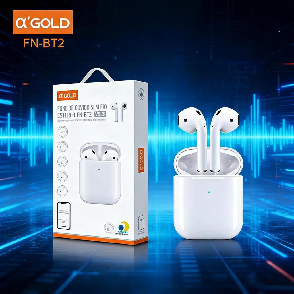 Fone Bluetooth Sem Fio A'Gold com Conectividade Bluetooth Estável e Bateria de Longa Duração FN-BT2