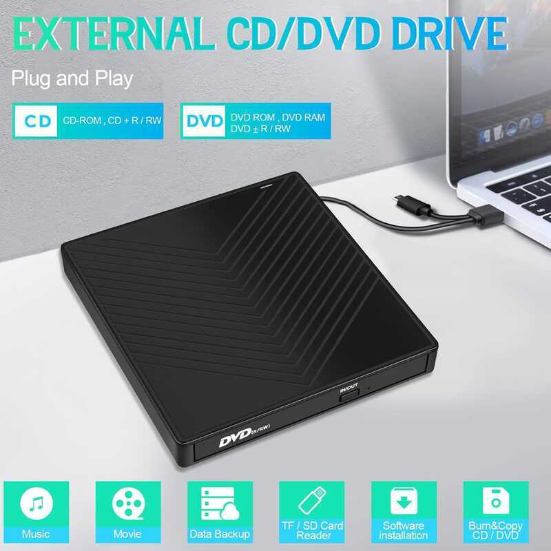 Gravador de gravação em dvd multifuncional sete em 1, Notebook, unidade óptica externa, gravador de gravação, computador