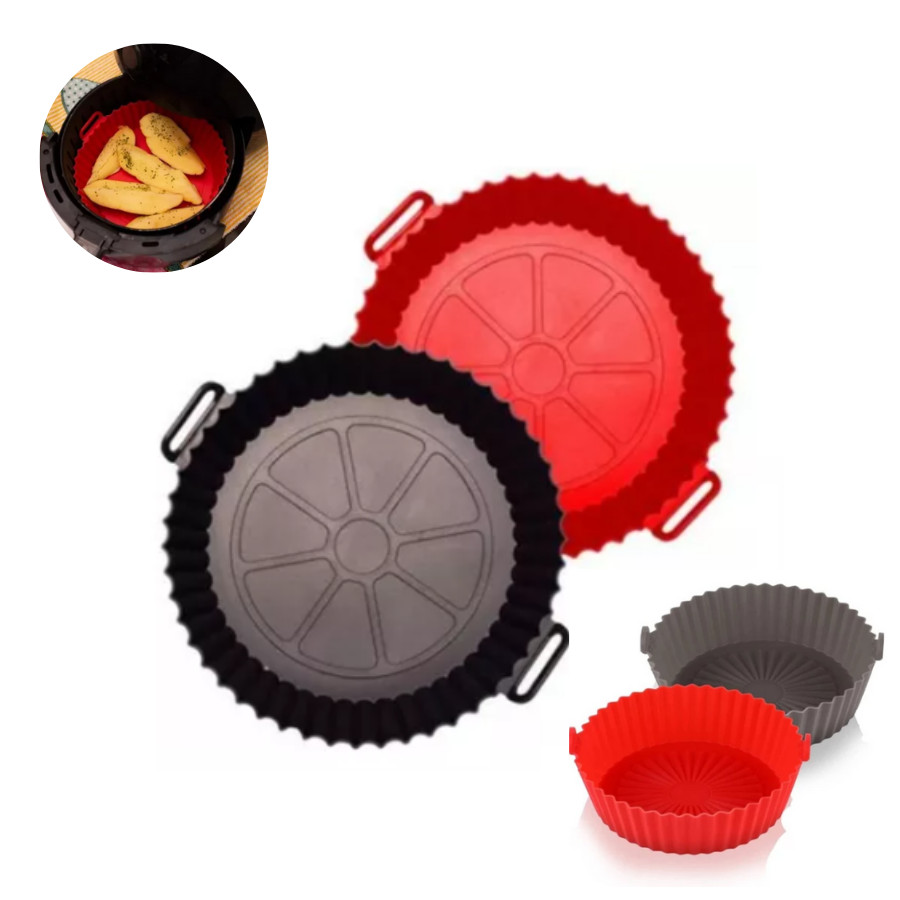 Forma de Silicone para Air Fryer 16cm Assadeira Cesto Fritadeira Elétrica Antiaderente