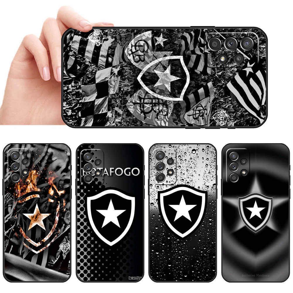 Capa De Telefone Preta Macia Para Samsung A73 M02 M20 M22 M23 M30 M30S M31 M40 M40S Botafogo Protetora Anti-Queda