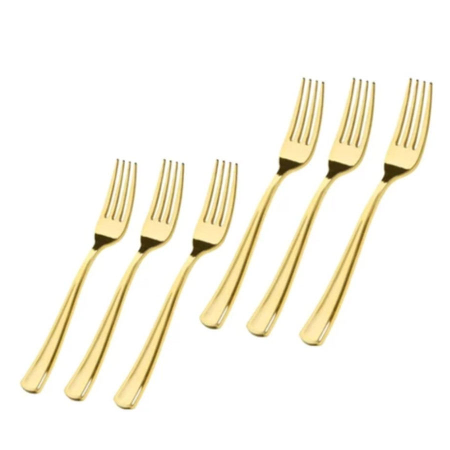 Kit 6 Garfo Dourado Forquilha De Aço Inoxidável De Alta Qualidade