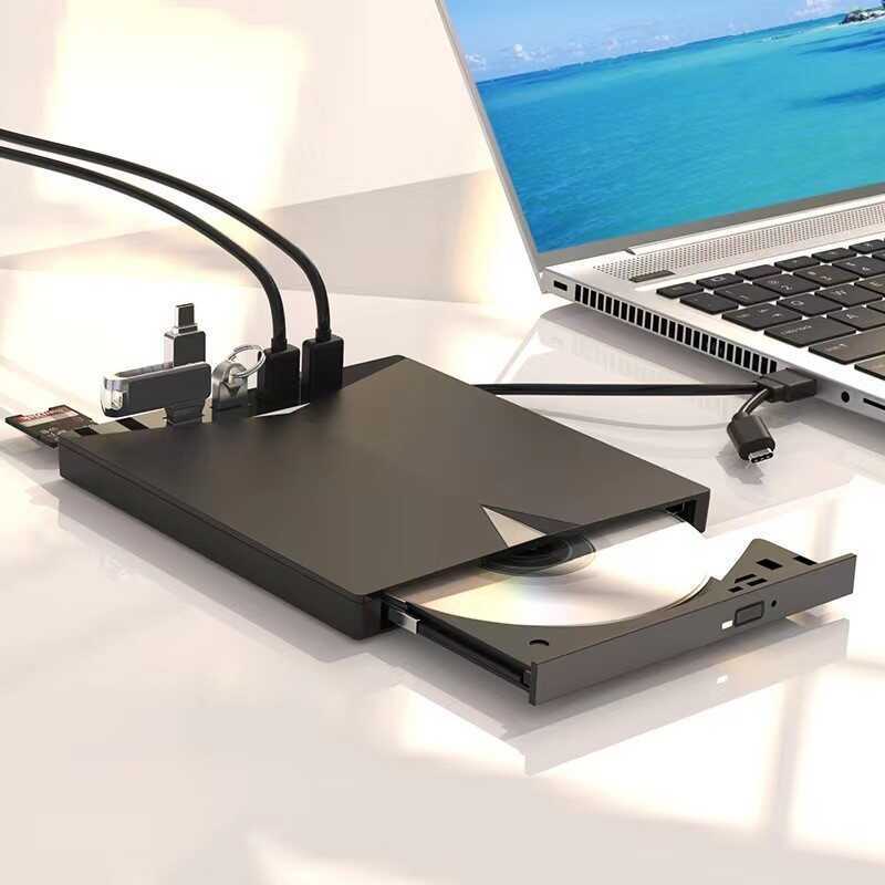 Unidade óptica de gravação multifuncional 7 em 1, suporte para leitura de cartão estendido, Driver de disco TypeC extern