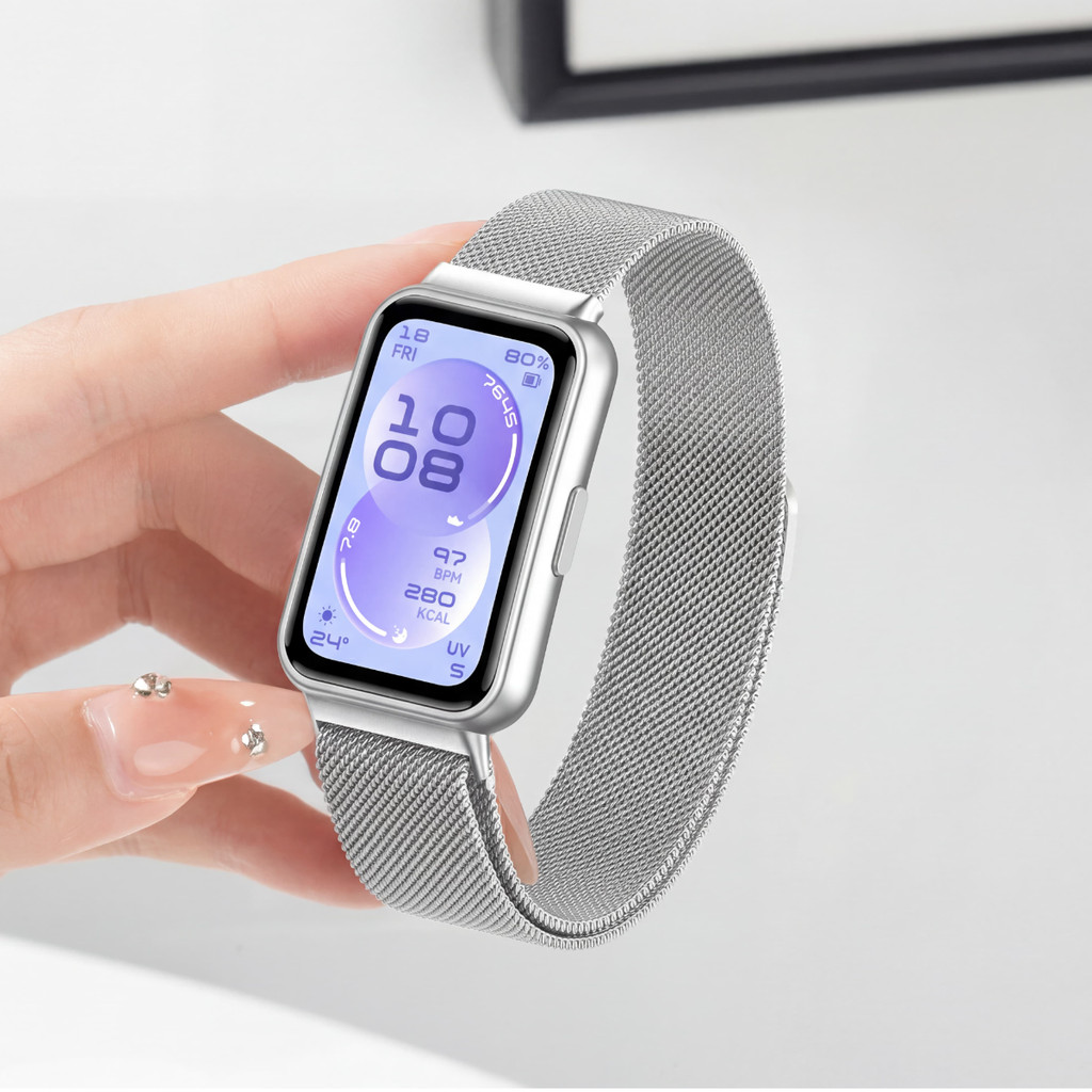 Pulseira Milanese Loop Para Smartwatch Huawei Band 11/11 Pro Magnético Aço Inoxidável Metal Substituição Cinto Banda Pul