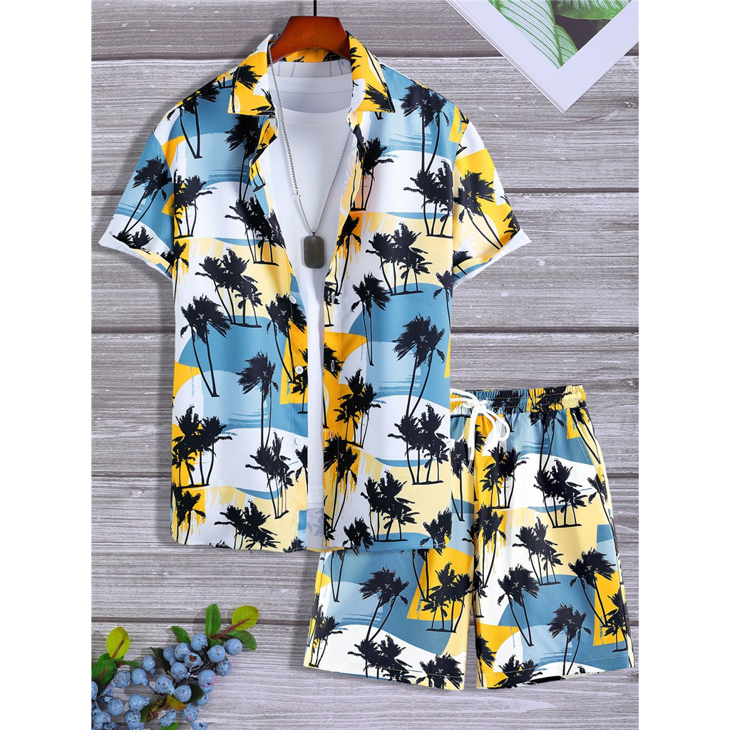 Novo Conjunto De Retalhos Masculinos – Roupa Casual De Verão Terno De 2 Peças Combinando Para Praia2
