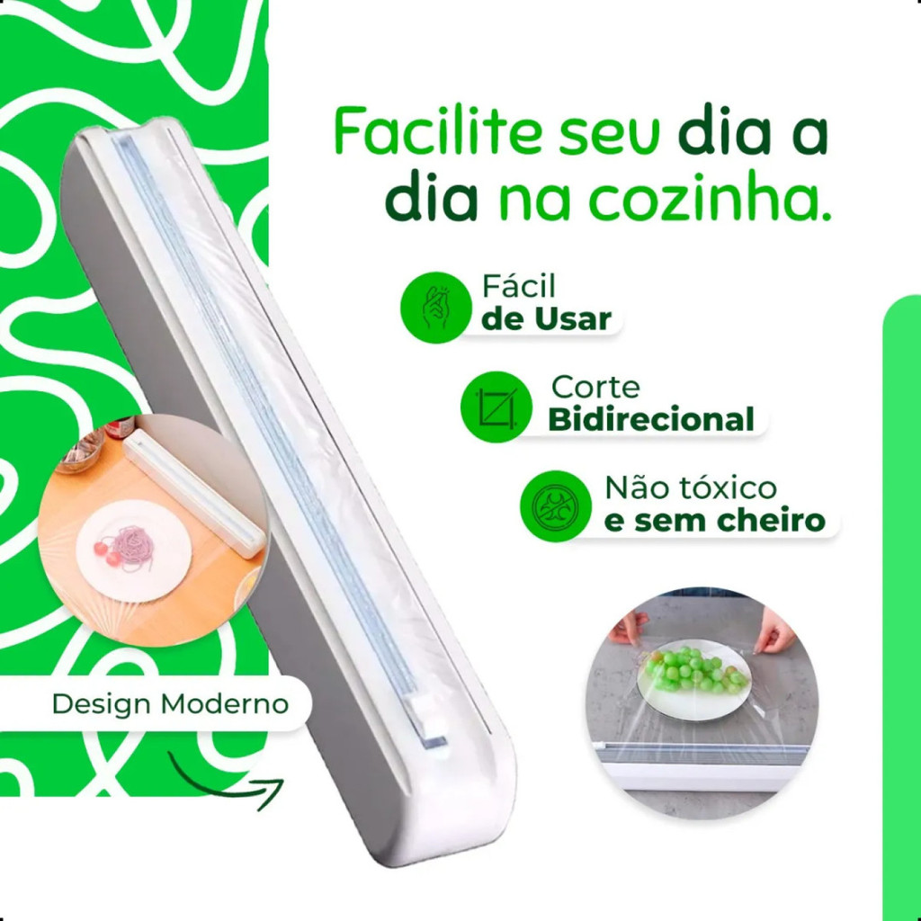 Suporte Dispenser Cortador Papel Aluminio Plastico Filme
