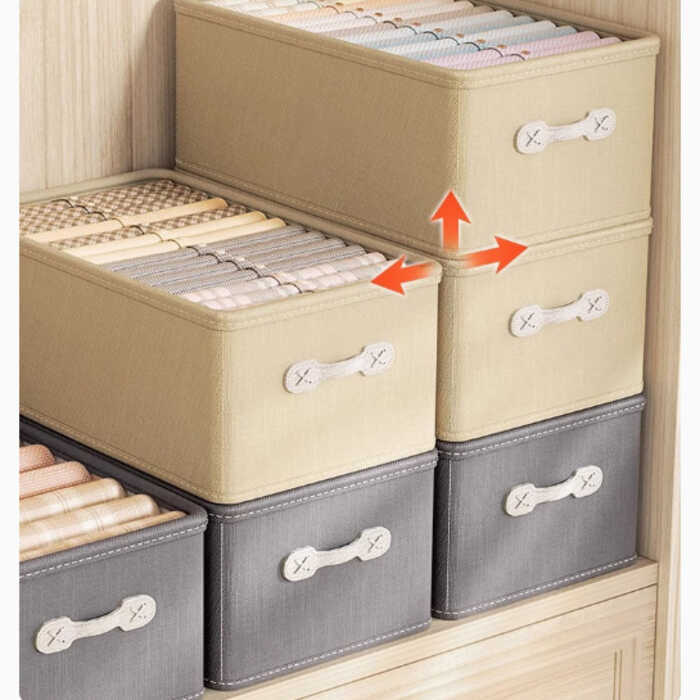 Caixa de armazenamento de roupas guarda-roupa doméstico calças organizador caixa tecido em camadas dobrável cesta de arm