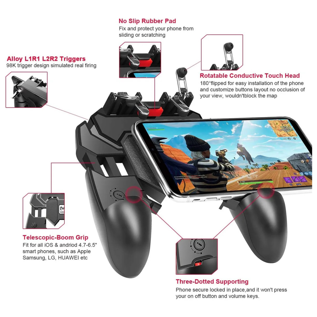 Controle Gamer Manual com Gatilhos Suporte Celular Joystick INOVA CON-7436