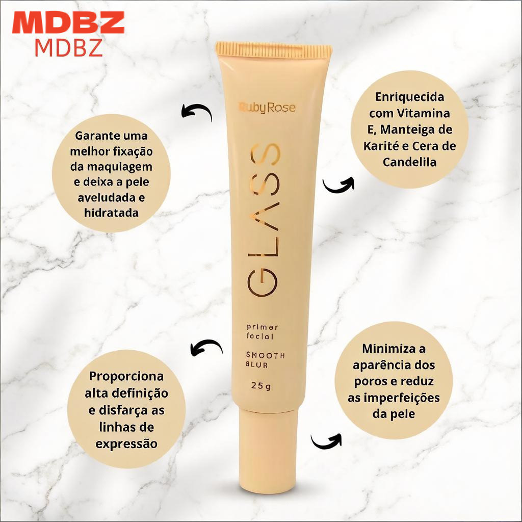 Primer Facial Ruby Rose Smooth Blur - Efeito Blur e Acabamento Aveludado para a Pele HB-352