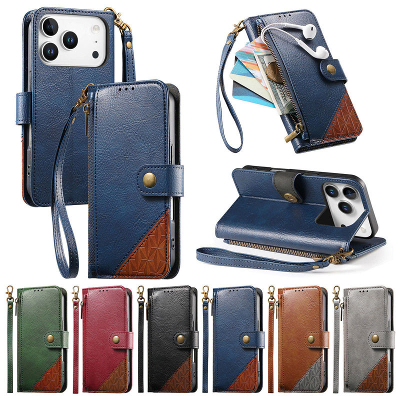 Capa Carteira Com Zíper Para Samsung Galaxy A08 A07 A06 A18 A17 A16 A15 A14 A27 A57 A37 A56 A36 A26 A54 A55 Moda Clássic