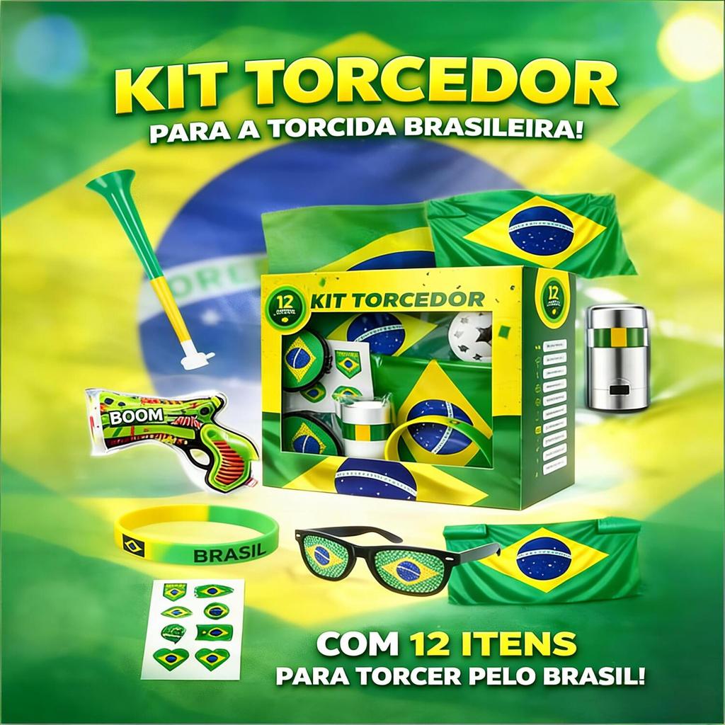 Kit de Celebração Copa 2026 - 12 Acessórios da Seleção Brasileira BR888