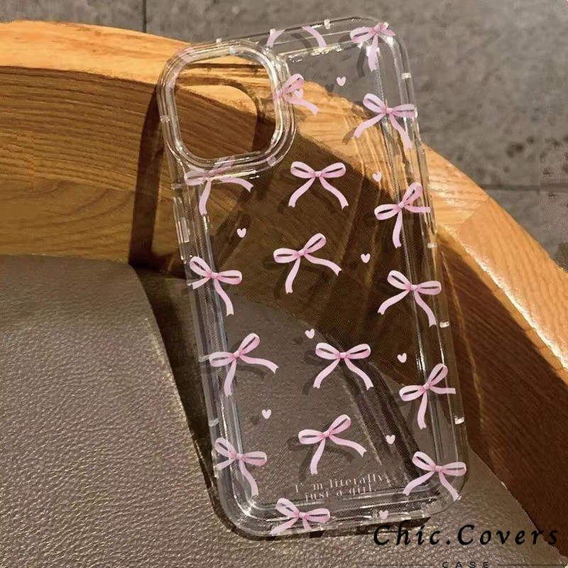 Bonito Rosa Coração Arco Caso Para IPhone 17 16 15 14 13 12 11 Pro Max Mini XS XR 7 8Plus À Prova De Choque Macio Clar em Oferta na Shopee