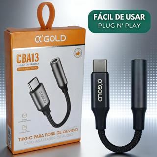 Cabo Adaptador A'Gold Tipo-C para Áudio P2 3.5mm | CBA-13 - Para dispositivos Android em Oferta na Shopee