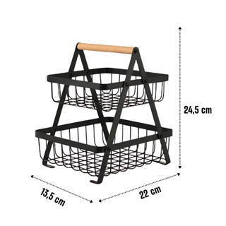 Fruteira de Mesa Articulada em Aço Inoxidável 2 Andares em Oferta na Shopee