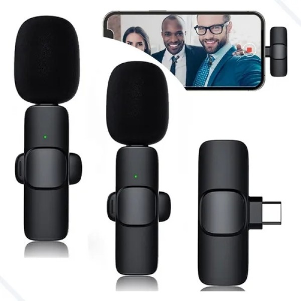 Microfone Lapela Sem Fio Duplo Android Tipo-C Celular Gravação Profissional USB-C HD Premium