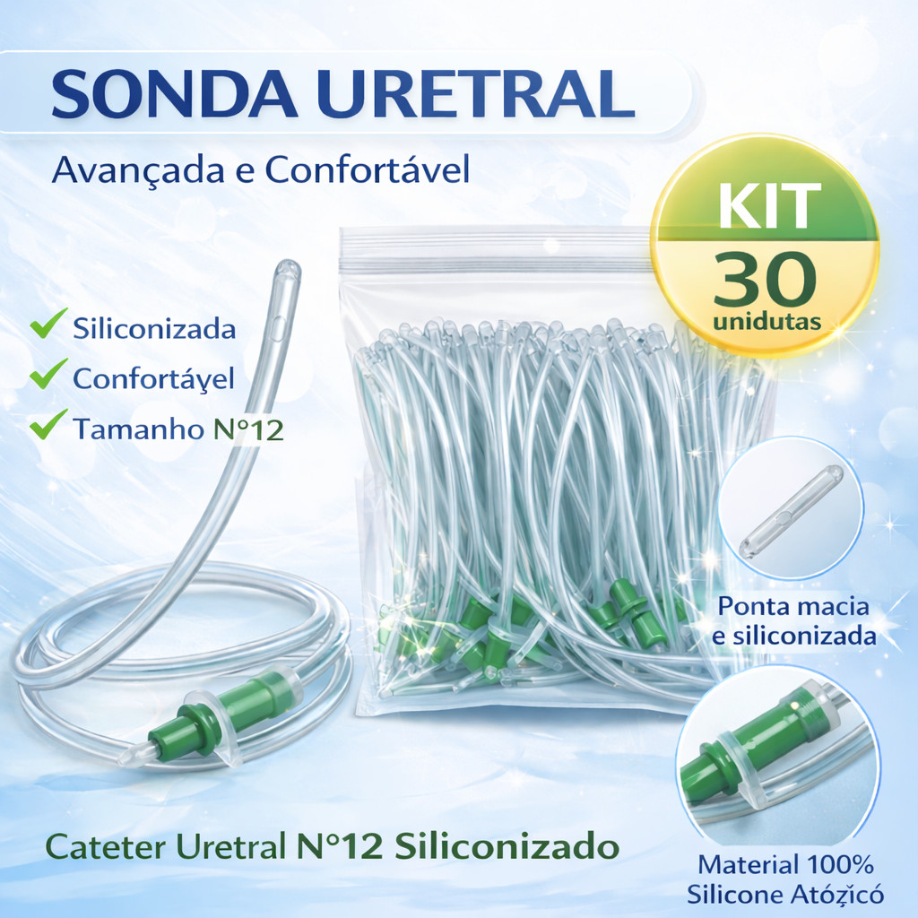 Sonda Uretral Nº12 Mark Med – Kit Completo com 30 Unidades