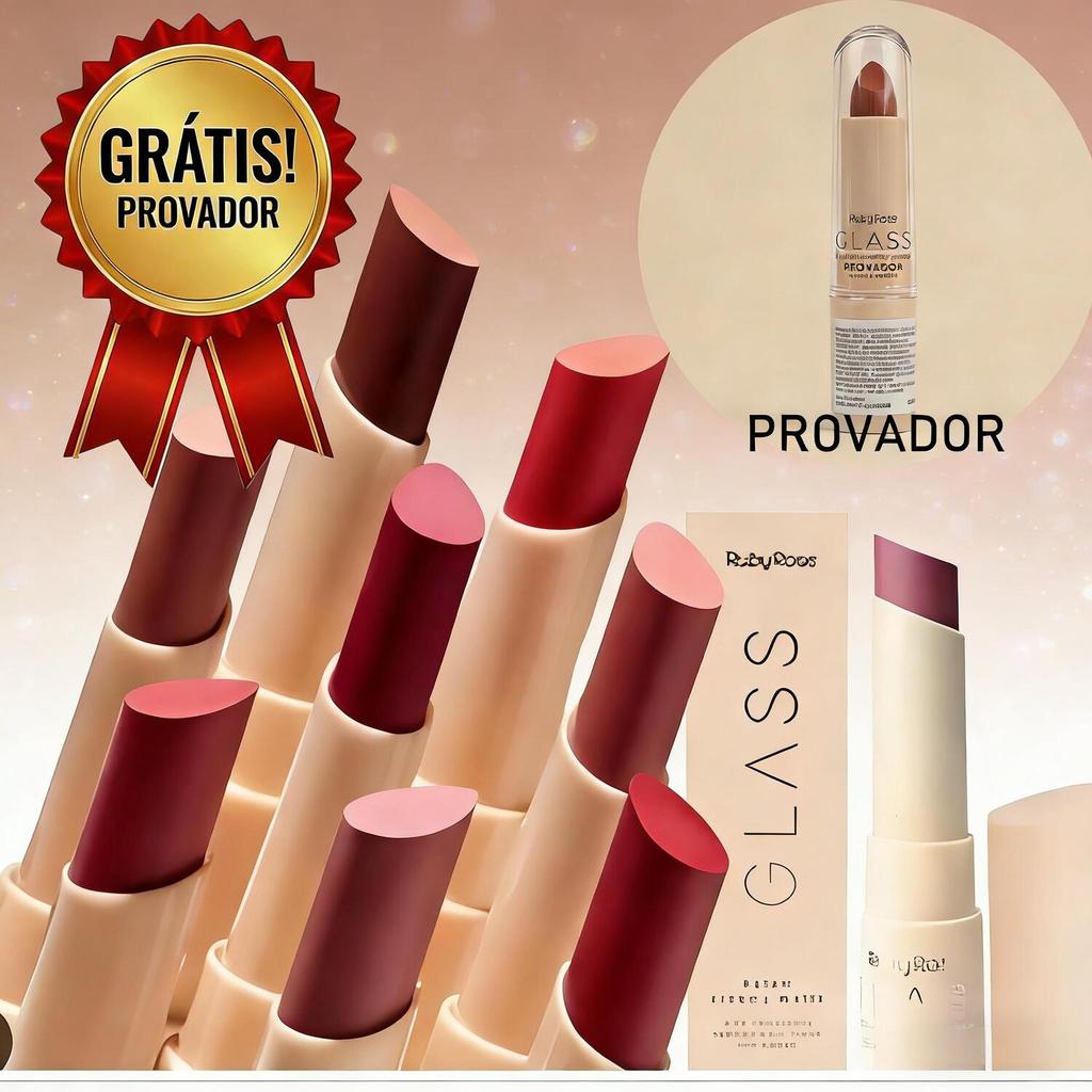 Kit Batom Ruby Rose Creamy Glass - Com Amostra para Testar HB F567+05 em Oferta na Shopee