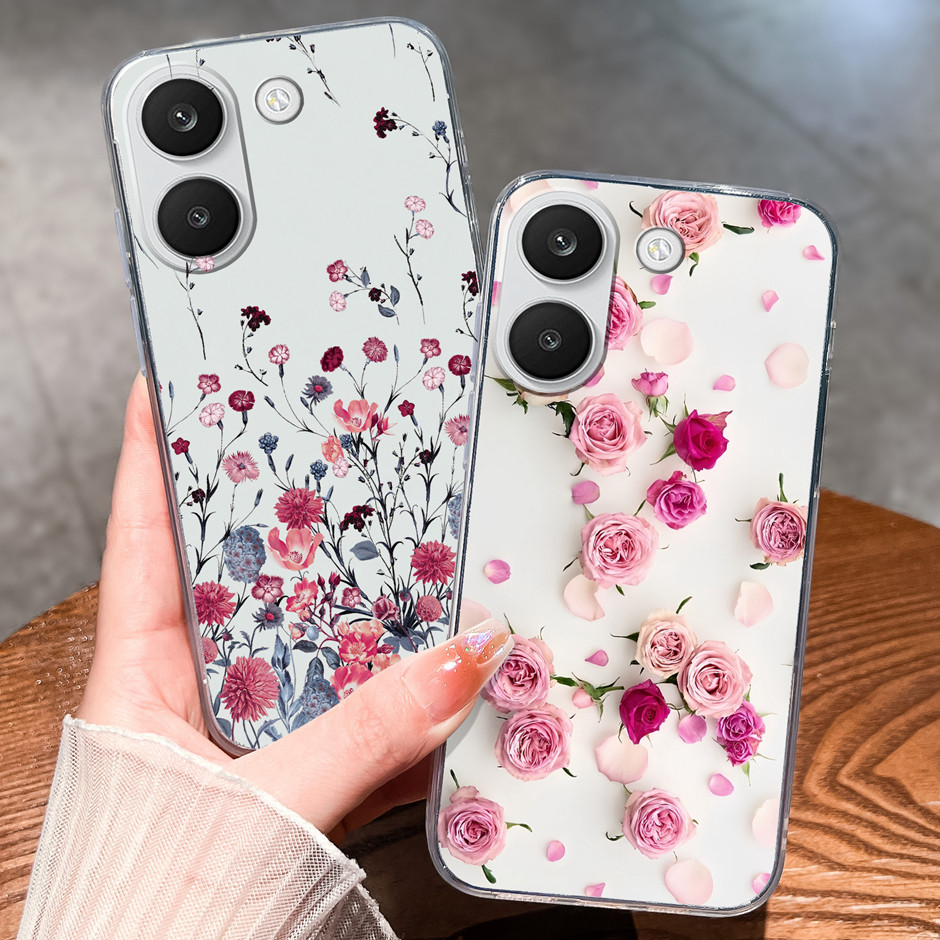Novo Design De Caixa Para Xiaomi Poco X8 Pro Max Art Flores Românticas Capa Transparente Exclusiva PocoX8Pro Traseira Ul