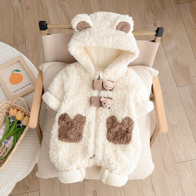 Roupas de bebê Roupas de bebê Roupas de inverno Meninos Meninas Macacão de bebê Forro de lã Suéter de lã espessado Mante