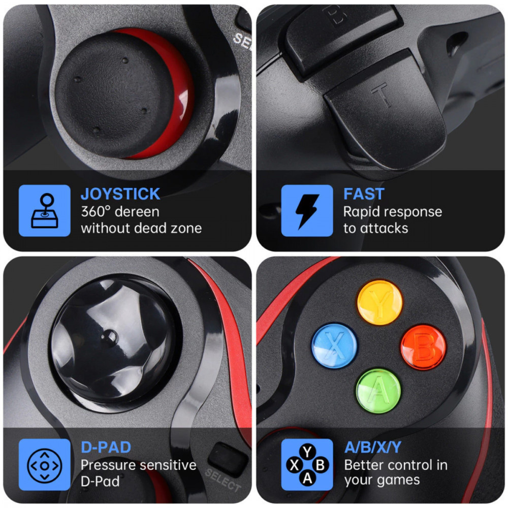 Controle Gamer Sem Fio com Suporte Celular Joystick Manete Bluetooth 2.4G