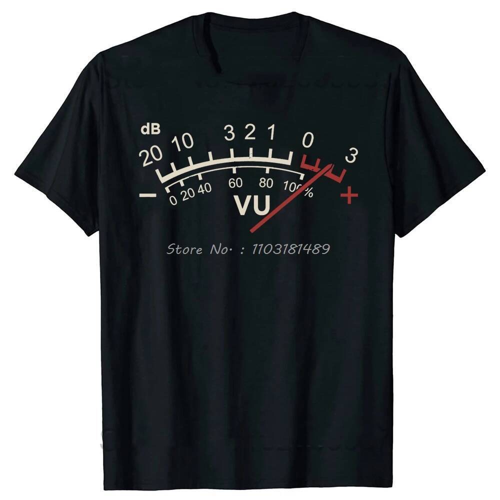 VU Meter Music Sound DB DJ Retro Vintage Classic T Shirt Men Casual Short Sleeve Tees Tops Harajuku Analog Audio Mens Cl