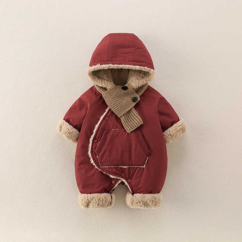 Menino bebê roupas de inverno engrossado macacão bebê menina roupas de ano novo festivo vermelho quente Outing roupas de