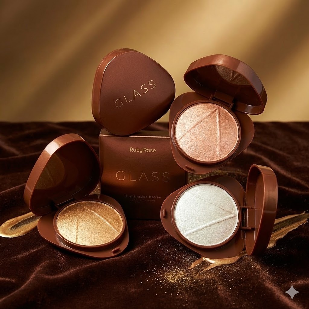 Iluminador Baked Glass Ruby Rose - Glow Natural Textura Fina e Aveludada em Oferta na Shopee