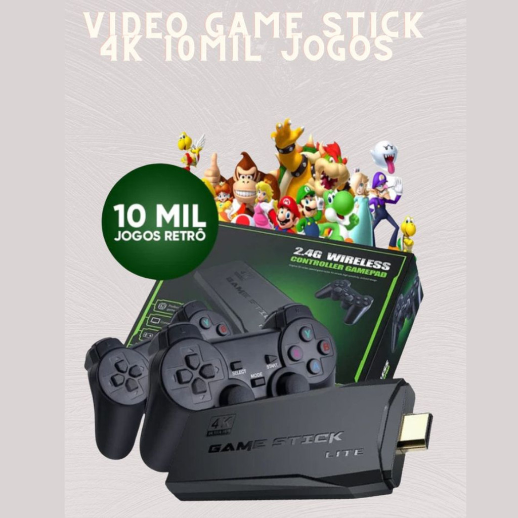 Game Stick 4K Retrô 10000 Jogos Diversão Imediata Portátil